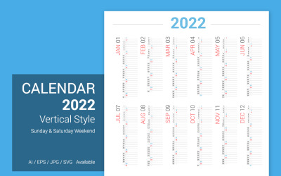 Календарь 2022 вертикальный дизайн-планировщик