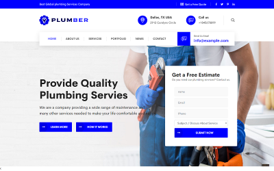 Sanitär - HTML-Vorlage für die Wartung von Klempnern und Reparaturdiensten