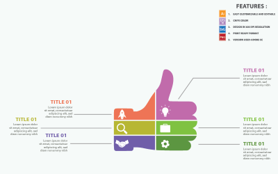 Zakelijke duimen omhoog Vector infographic sjabloon