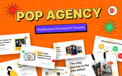 Modello PowerPoint di affari creativi dell&amp;#39;agenzia pop