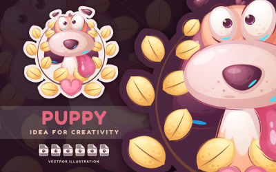 Personagem de desenho animado Animal Teddy Dog - adesivo, ilustração gráfica