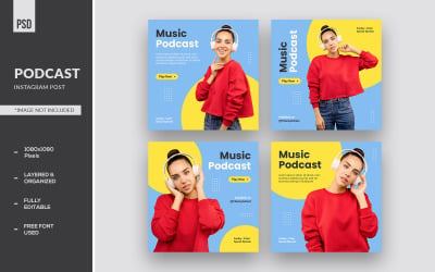 Podcast Music Instagram Post And Banner