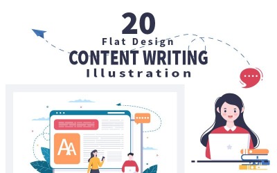 20 Rédaction de contenu ou illustration vectorielle de journaliste
