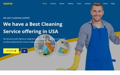 Granter — motyw strony docelowej usługi sprzątania Bootstrap