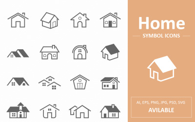 Haus- und Haussymbol-Liniensymbole