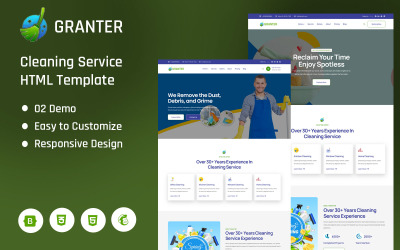 Šablona vstupní stránky Granter - úklidové služby HTML