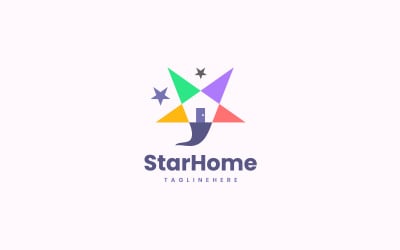 Ücretsiz Star House Logo Tasarım Konsepti Vektör