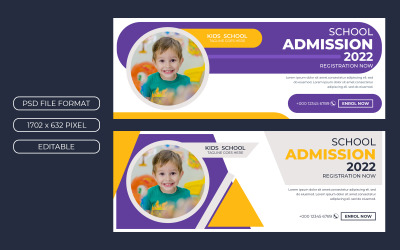 Bannière de couverture des médias sociaux pour l'admission à l'école