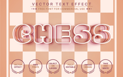 Échecs - Effet de texte modifiable, style de police, illustration graphique