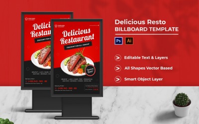Pyszny portret billboardu Resto