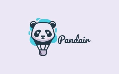 Air Balloon Panda Simple Logo
