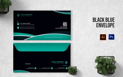 Black Blue Envelope Template