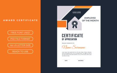 Certificate Template with Orange and Black Accents