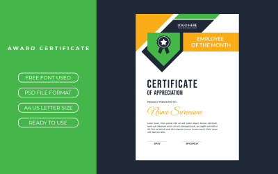 Conception de certificat Jonathon Smith