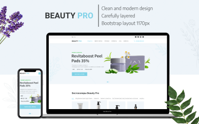 Beauty Pro Template UI Kit voor voor Figma en Photoshop