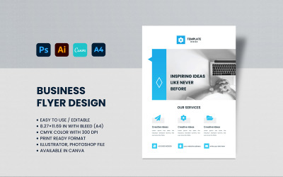 Design pulito per volantini aziendali Canva