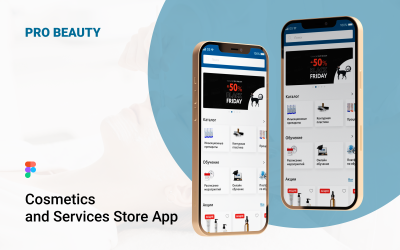 Mobiele applicatie Pro Beauty Ui Kit Figma en Photoshop