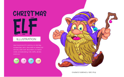 Elfo de Natal dos desenhos animados. Vetor.