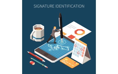 Biometric Authentication Isometric 210210920 Vector Illustration Concept