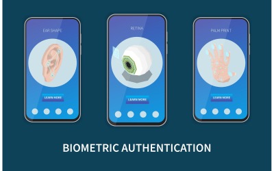 Biometrische authenticatie isometrisch 210210923 Vectorillustratieconcept