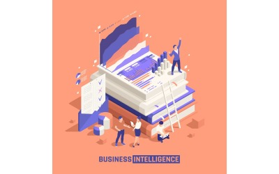 Business Intelligence Isométrique 201210136 Concept Illustration Vectorielle