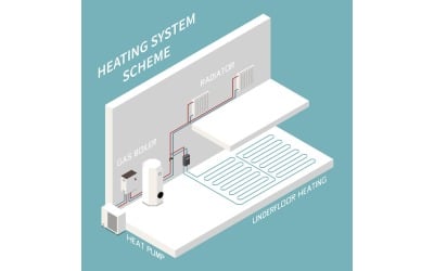 Heating System Isometric Set 210110920 Vector Illustration Concept