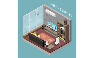 Heating System Isometric Set 210110921 Vector Illustration Concept
