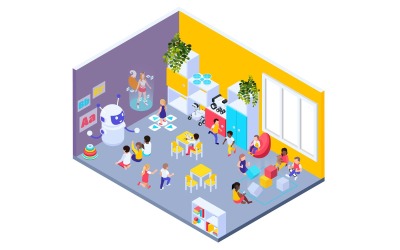 Modern Futuristsc Playground Isometric 210203915 Vector Illustration Concept