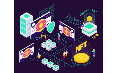 Art Cryptographique Art Crypto Nft Isométrique 210303922 Concept Illustration Vectorielle