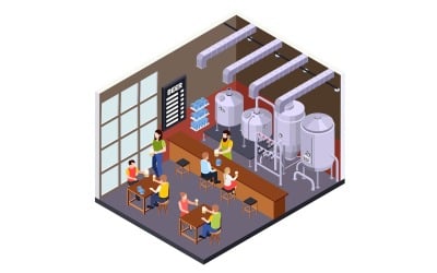 Bira Fabrikası Bira Üretimi İzometrik 210303901 Vektör Çizim Kavramı