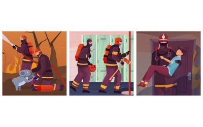 Brandweerlieden Illustratie Flat 210151109 Vector Illustratie Concept