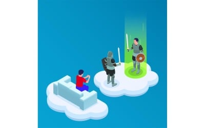 Cloud Gaming Isometric 210120141 Vector Illustration Concept