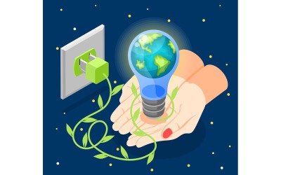 Earth Hour Isometric Composition 210230123 Vector Illustration Concept