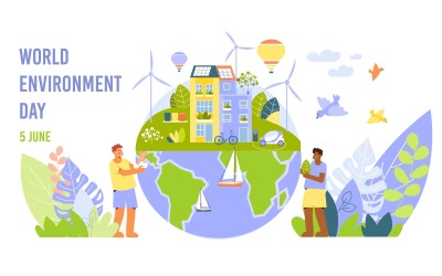 Környezetvédelmi Világnap kártya 210260222 Vektoros illusztráció koncepció