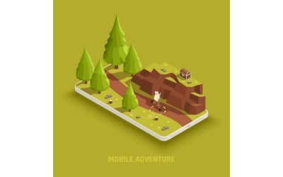 Mobile Gaming Isometric Set 210110106 Vector Illustration Concept
