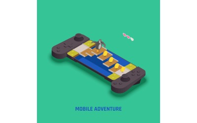 Mobile Gaming Isometric Set 210110107 Vector Illustration Concept