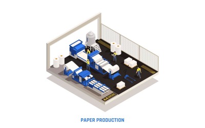 Paper Production Isometric Set 210310116 Vector Illustration Concept