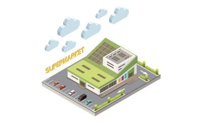 Shopping Mall Supermarket Buildings Isometric 210310930 Vector Illustration Concept