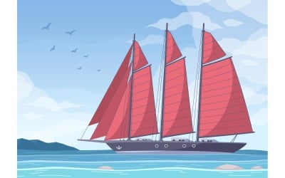 Yachting Cartoon Set 210220303 Vector Illustration Concept