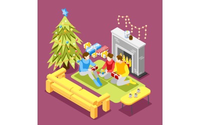 Christmas Mood Isometric Background 201130116 Vector Illustration Concept
