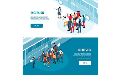 Isometric Excursion Tourists Guide Banners 210310512 Vector Illustration Concept