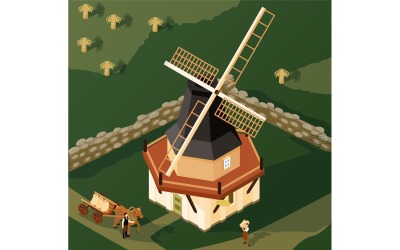 Isometric Windmills Illustration 210303215 Vector Illustration Concept