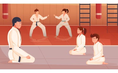 Martial Arts Kids Flat 210251115 Vector Illustration Concept