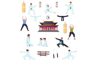 Martial Arts Set Flat 210251121 Vector Illustration Concept