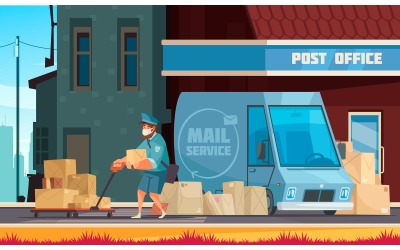 Post Office Car 210312620 Conceito de ilustração vetorial