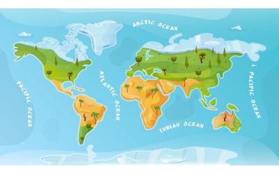 World Ocean Map Flat 210251124 Conceito de ilustração vetorial