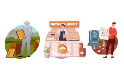 Beekeeping Composition Flat Flat 210251107 Vector Illustration Concept