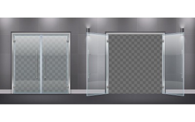 Glass Door Entrance Realistic 210320325 Vector Illustration Concept