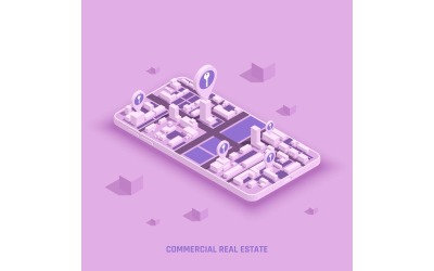 Kommerzielle Immobilien isometrische 210110122 Vektor-Illustration-Konzept