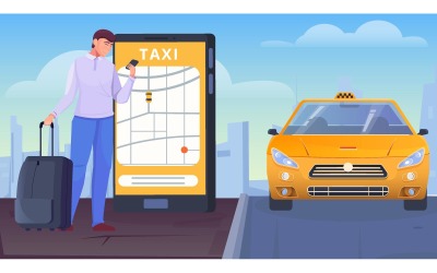 Taxi App lakás 210351125 vektoros illusztráció koncepció